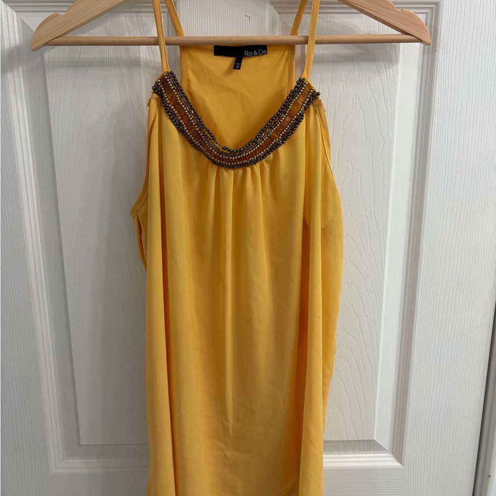 Ro & De Yellow Beaded Neckline Blouse